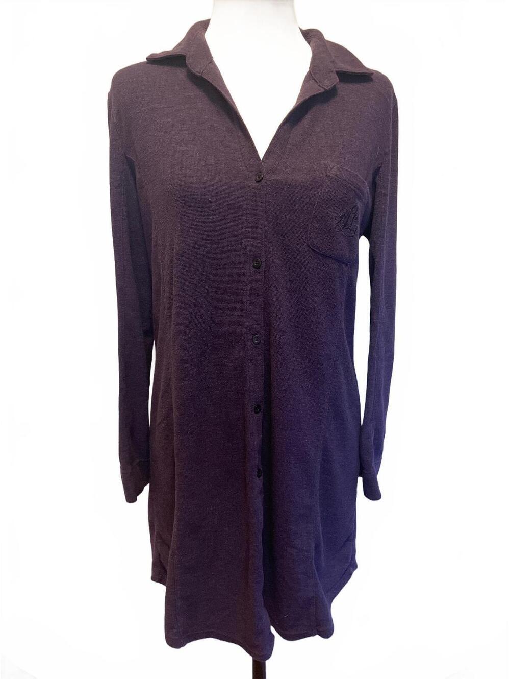 Lauren Ralph Lauren LRL Sleep Shirt Nightgown Purple Cotton Blend Size Medium